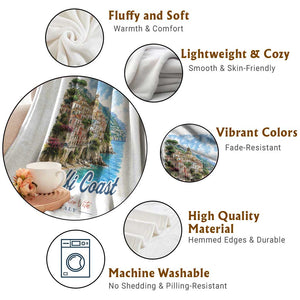 Amalfi Coast Throw Blanket La Dolce Vita Italy Coastal Village Vintage Mediterranean Paradise TS10 Print Your Wear