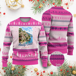 Amalfi Coast Ugly Christmas Sweater La Dolce Vita Italy Coastal Village Vintage Mediterranean Paradise
