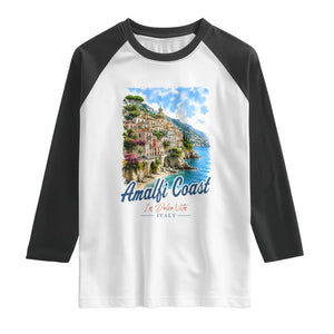 Amalfi Coast Raglan Shirt La Dolce Vita Italy Coastal Village Vintage Mediterranean Paradise TS10 White Black Print Your Wear