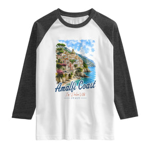 Amalfi Coast Raglan Shirt La Dolce Vita Italy Coastal Village Vintage Mediterranean Paradise TS10 White Heather Charcoal Print Your Wear