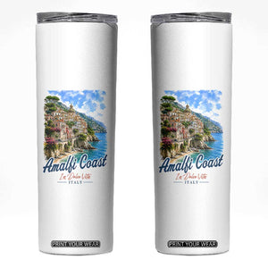 Amalfi Coast Skinny Tumbler La Dolce Vita Italy Coastal Village Vintage Mediterranean Paradise TS10 White Print Your Wear