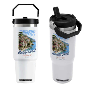 Amalfi Coast Flip Straw Tumbler La Dolce Vita Italy Coastal Village Vintage Mediterranean Paradise TS10 One Size: 30 oz White Print Your Wear