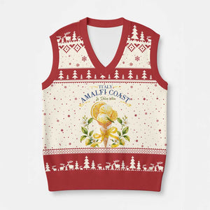 Amalfi Coast Limoncello Gelato V-Neck Knit Sweater Vest La Dolce Vita Italy Lemon Dessert Summer TS10 Beige Red Print Your Wear