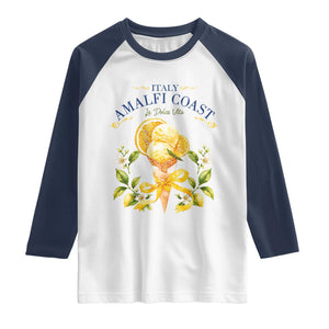 Amalfi Coast Limoncello Gelato Raglan Shirt La Dolce Vita Italy Lemon Dessert Summer TS10 White Navy Print Your Wear