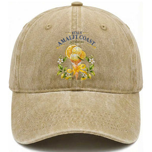 Amalfi Coast Limoncello Gelato Washed Cotton Baseball Cap La Dolce Vita Italy Lemon Dessert Summer