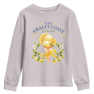 Amalfi Coast Limoncello Gelato Youth Sweatshirt La Dolce Vita Italy Lemon Dessert Summer TS10 Ice Gray Print Your Wear