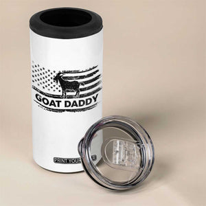 Goat Daddy 4 in 1 Can Cooler Tumbler Funny Fathers Day Presents For Goat Dad US Flag TS10 Print Your Wear