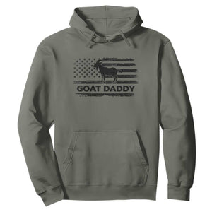 Goat Daddy Hoodie Funny Fathers Day Presents For Goat Dad US Flag TS10 Military Green Print Your Wear