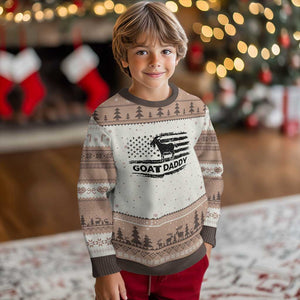 Goat Daddy Ugly Christmas Sweater Funny Fathers Day Presents For Goat Dad US Flag TS10 Mocha Mousse Print Your Wear