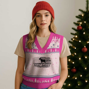 Goat Daddy V-Neck Knit Sweater Vest Funny Fathers Day Presents For Goat Dad US Flag TS10 Hot Pink Print Your Wear
