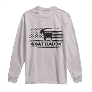Goat Daddy Long Sleeve Shirt Funny Fathers Day Presents For Goat Dad US Flag TS10 Ice Gray Print Your Wear