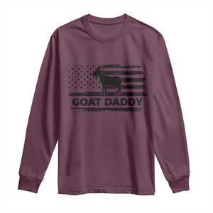 Goat Daddy Long Sleeve Shirt Funny Fathers Day Presents For Goat Dad US Flag TS10 Maroon Print Your Wear