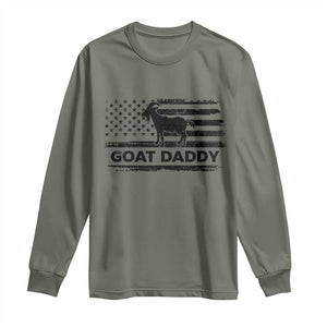 Goat Daddy Long Sleeve Shirt Funny Fathers Day Presents For Goat Dad US Flag TS10 Military Green Print Your Wear