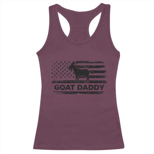 Goat Daddy Racerback Tank Top Funny Fathers Day Presents For Goat Dad US Flag TS10 Maroon Print Your Wear