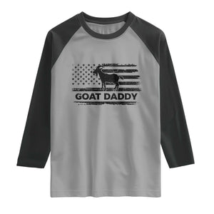 Goat Daddy Raglan Shirt Funny Fathers Day Presents For Goat Dad US Flag TS10 Sport Gray Black Print Your Wear