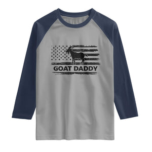 Goat Daddy Raglan Shirt Funny Fathers Day Presents For Goat Dad US Flag TS10 Sport Gray Navy Print Your Wear