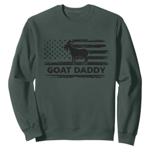 Goat Daddy Sweatshirt Funny Fathers Day Presents For Goat Dad US Flag TS10 Dark Forest Green Print Your Wear