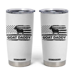Goat Daddy Tumbler Cup Funny Fathers Day Presents For Goat Dad US Flag TS10 White Print Your Wear