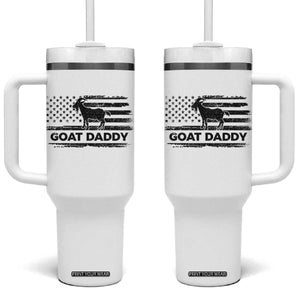 Goat Daddy Tumbler With Handle Funny Fathers Day Presents For Goat Dad US Flag TS10 One Size: 40 oz White Print Your Wear
