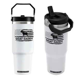 Goat Daddy Flip Straw Tumbler Funny Fathers Day Presents For Goat Dad US Flag TS10 One Size: 30 oz White Print Your Wear