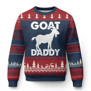 Goat Daddy Ugly Christmas Sweater Funny Fathers Day Presents For Goat Dad TS10 Navy Red Print Your Wear