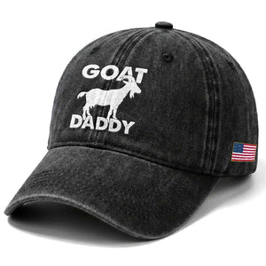Goat Daddy Washed Cotton Baseball Cap Funny Fathers Day Presents For Goat Dad TS10 Print Your Wear