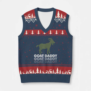 Funny Dad V-Neck Knit Sweater Vest Funny Goat Daddy Fathers Day Presents For Goat Lovers TS10 Navy Red Print Your Wear