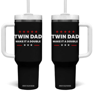 Retro Twin Dad Tumbler With Handle Make It A Double Fathers Day TS10 One Size: 40 oz Black Print Your Wear