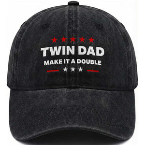 Retro Twin Dad Washed Cotton Baseball Cap Make It A Double Fathers Day