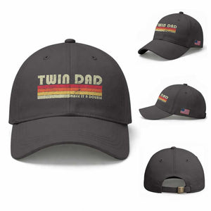 Retro Twin Dad Baseball Cap Make It A Double Vintage Cool 70s 80s Style Sunset TS10 Baseball Cap Universal Fit Dark Gray Print Your Wear