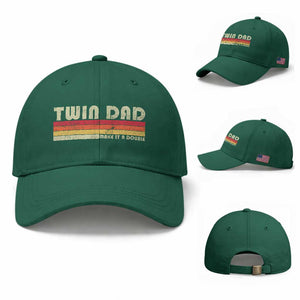 Retro Twin Dad Baseball Cap Make It A Double Vintage Cool 70s 80s Style Sunset TS10 Baseball Cap Universal Fit Irish Green Print Your Wear