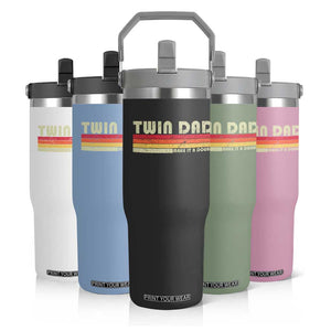 Retro Twin Dad Flip Straw Tumbler Make It A Double Vintage Cool 70s 80s Style Sunset TS10 Print Your Wear
