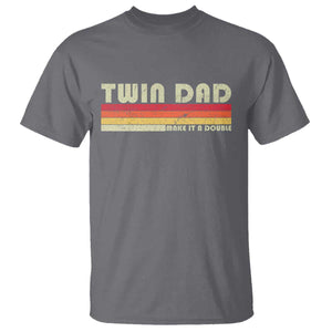 Retro Twin Dad T Shirt Make It A Double Vintage Cool 70s 80s Style Sunset TS10 Charcoal Print Your Wear