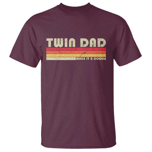 Retro Twin Dad T Shirt Make It A Double Vintage Cool 70s 80s Style Sunset TS10 Maroon Print Your Wear