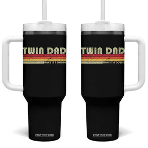 Retro Twin Dad Tumbler With Handle Make It A Double Vintage Cool 70s 80s Style Sunset TS10 One Size: 40 oz Black Print Your Wear