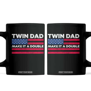 Retro Twin Dad Coffee Mug Make It A Double US Flag Fathers Day TS10 Black Print Your Wear
