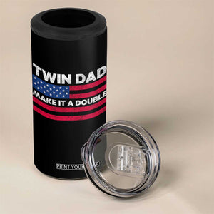 Retro Twin Dad 4 in 1 Can Cooler Tumbler Make It A Double US Flag Fathers Day TS10 Print Your Wear