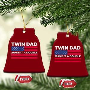 Retro Twin Dad Ceramic Ornament Make It A Double US Flag Fathers Day TS10 Print Your Wear
