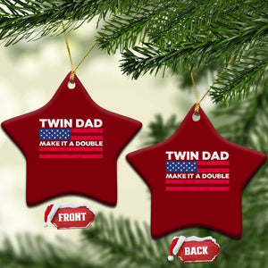Retro Twin Dad Ceramic Ornament Make It A Double US Flag Fathers Day TS10 Print Your Wear