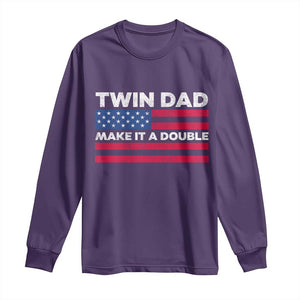 Retro Twin Dad Long Sleeve Shirt Make It A Double US Flag Fathers Day TS10 Purple Print Your Wear