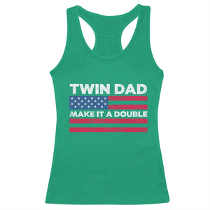 Retro Twin Dad Racerback Tank Top Make It A Double US Flag Fathers Day TS10 Irish Green Print Your Wear