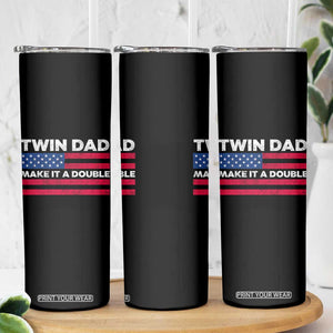 Retro Twin Dad Skinny Tumbler Make It A Double US Flag Fathers Day TS10 Print Your Wear