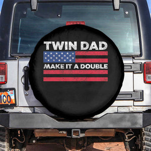 Retro Twin Dad Spare Tire Cover Make It A Double US Flag Fathers Day TS10 No hole Black Print Your Wear