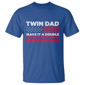 Retro Twin Dad T Shirt Make It A Double US Flag Fathers Day TS10 Royal Blue Print Your Wear