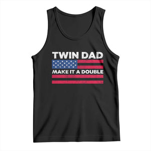 Retro Twin Dad Tank Top Make It A Double US Flag Fathers Day TS10 Black Print Your Wear