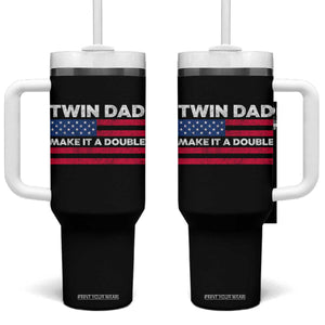 Retro Twin Dad Tumbler With Handle Make It A Double US Flag Fathers Day TS10 One Size: 40 oz Black Print Your Wear