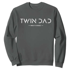 Retro Twin Dad Sweatshirt Subtle Make It A Double Minimal Fathers Day
