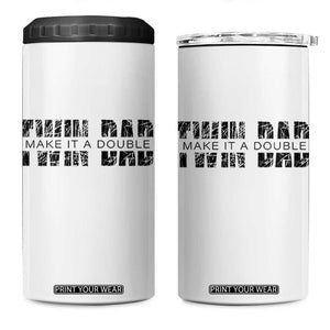 Retro Twin Dad 4 in 1 Can Cooler Tumbler Subtle Make It A Double Fathers Day