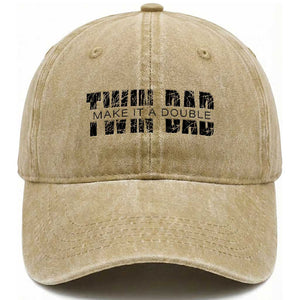 Retro Twin Dad Washed Cotton Baseball Cap Subtle Make It A Double Fathers Day