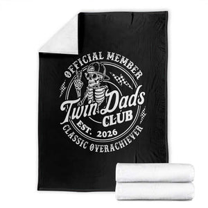Retro Twin Dad Est 2026 Throw Blanket Funny Skeleton Dad Classic Overachiever Fathers Day TS10 Black Print Your Wear